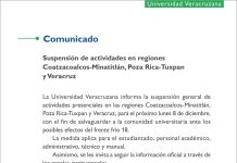 Por frente frío, UV suspende clases el lunes