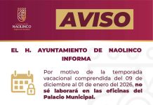 «Por vacaciones», Ayuntamiento de Naolinco cierra cortinas