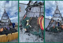 Se incendió el pino navideño monumental en Nautla