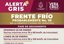 Ayuntamiento de Veracruz activa Alerta Gris por el Frente Frío número 30
